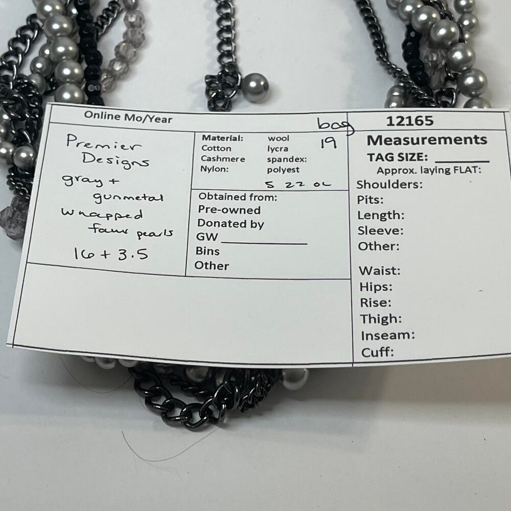 Premier Design necklace costume jewelry Gray faux pearl wrapped statement classy - Picture 10 of 10